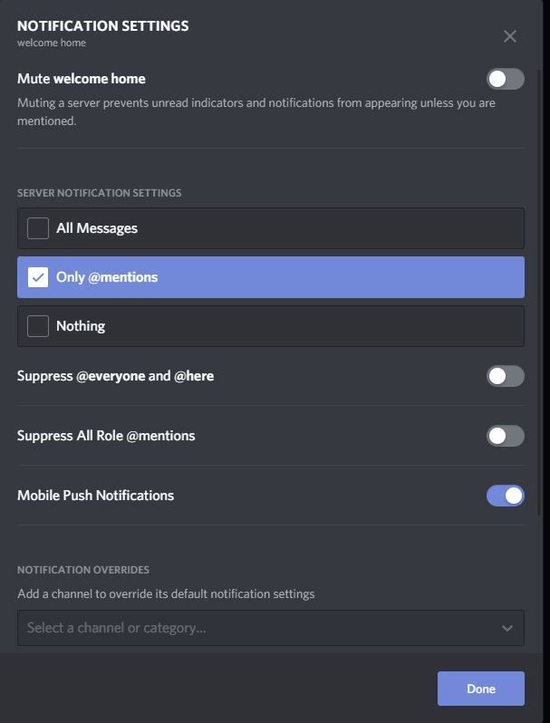 notification du serveur discrd