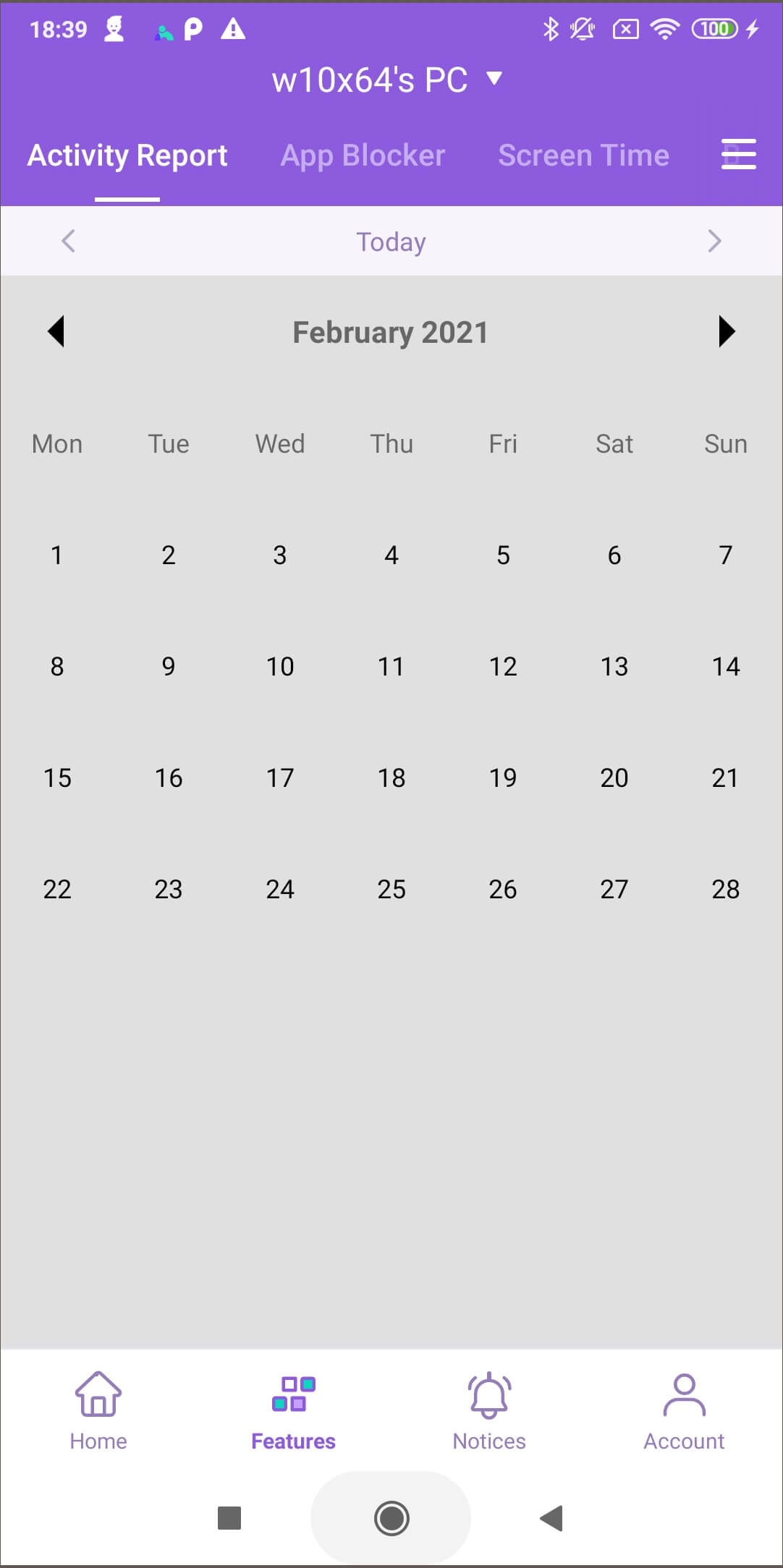 FamiSafe Activity Report change date